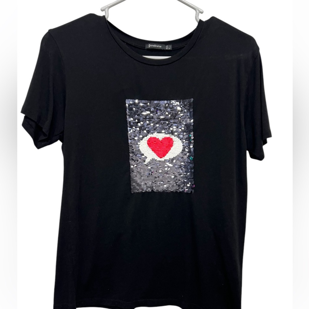 Stradivarius Black Crew Neck T-Shirt